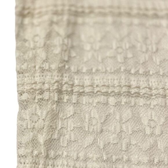 Zenana Outfitters Lace Mesh Sheer Faux Button Off White Tank Top - Picture 3 of 5